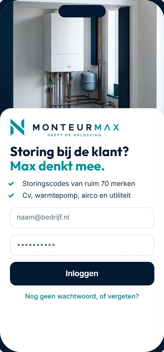 Monteur Max: inloggen